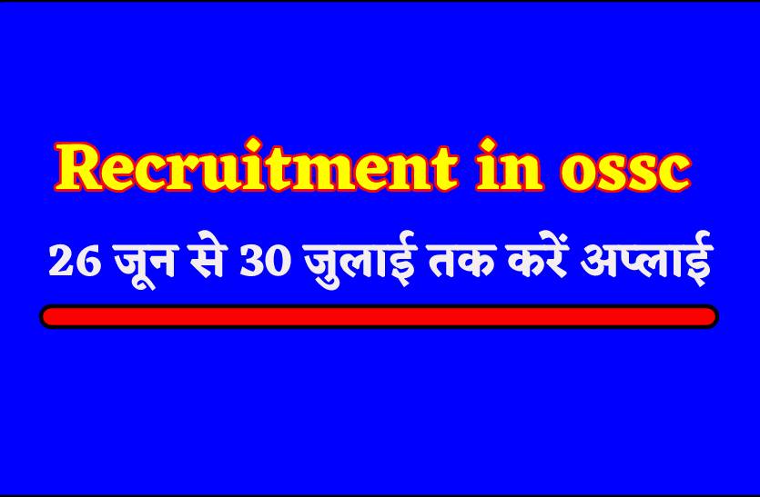 OSSC में निकली बंपर भर्ती, 26 जून से 30 जुलाई तक करें अप्लाई