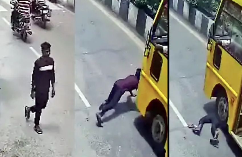 SURAT VIDEO/ लाइव आत्महत्या: बस के आगे कूदा युवक